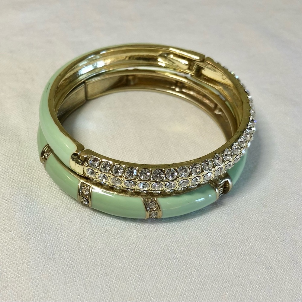 Enamel and Crystal Cuff Set